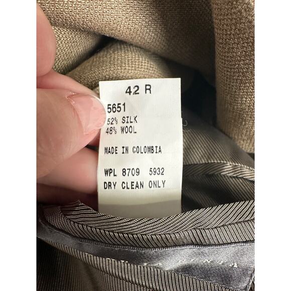 Oscar de la Renta Blazer Silk Wool Blend Tan Sport Coat Suit Jacket Mens 42R - Picture 5 of 8